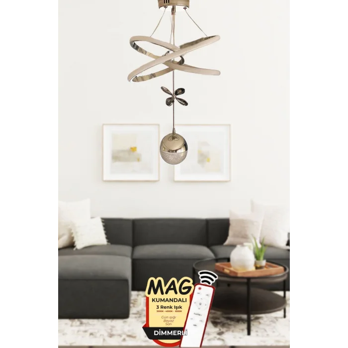 Clasy Model Gold Kumandalı 3 Renk Modern Ledli Sarkıt Avize