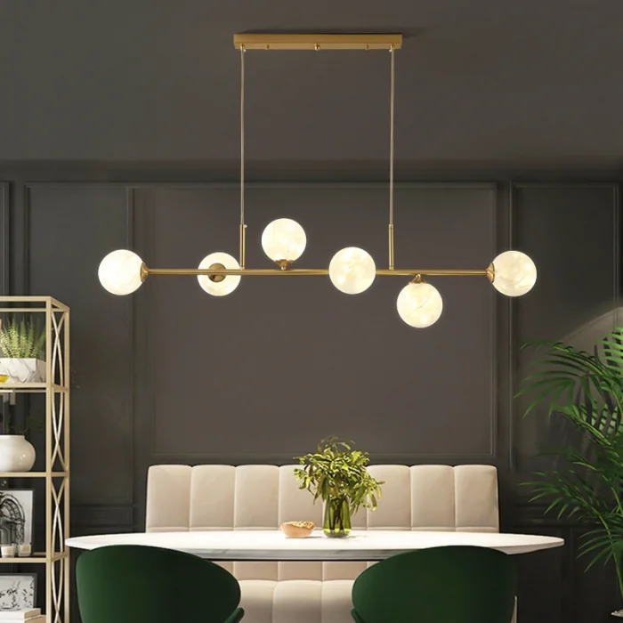 Colye Modern Altın Metal Camlı Sarkıt Avize