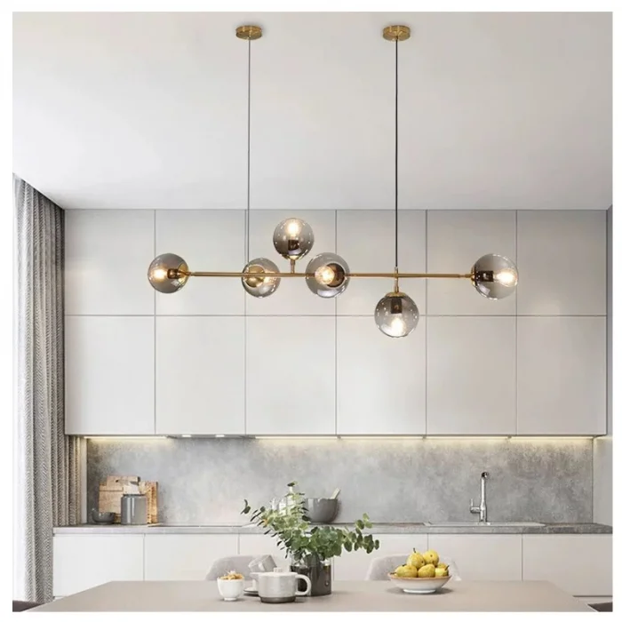 Colye Modern Altın Metal Camlı Sarkıt Avize