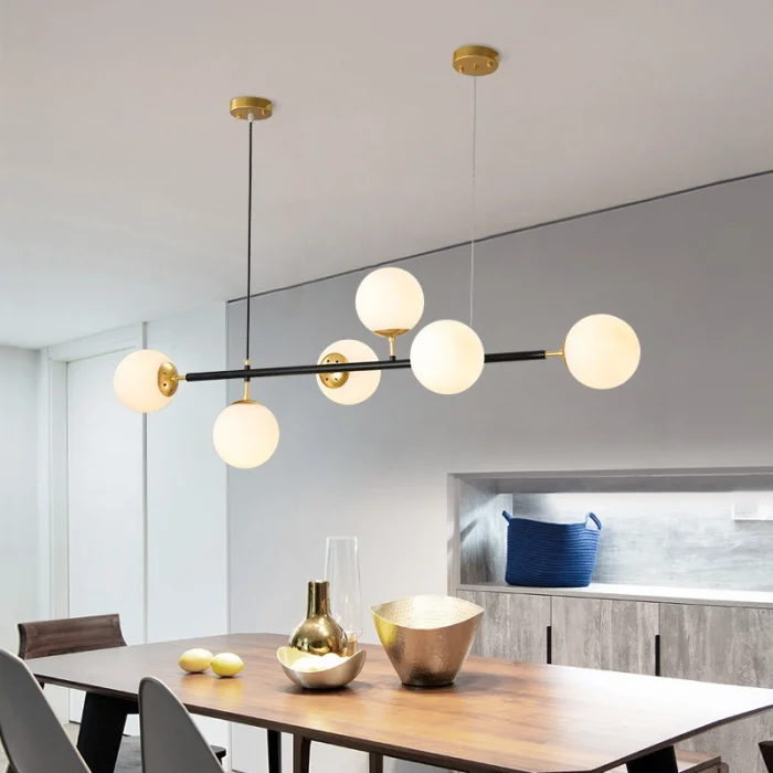 Colye Modern Siyah Metal Camlı Sarkıt Avize