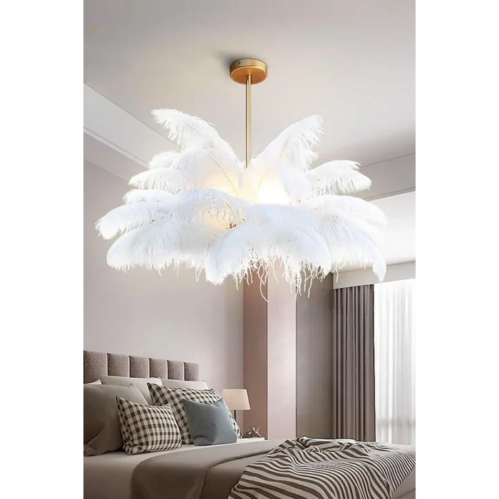 Deve Kuşu Tüyü Avize %100 Orjinal Deve Kuşu Tüyü avize