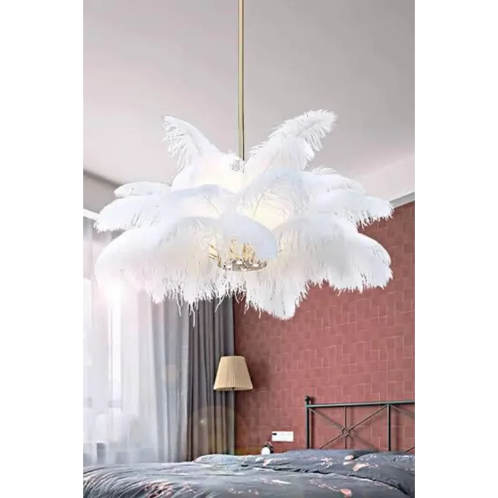 Deve Kuşu Tüyü Avize %100 Orjinal Deve Kuşu Tüyü avize