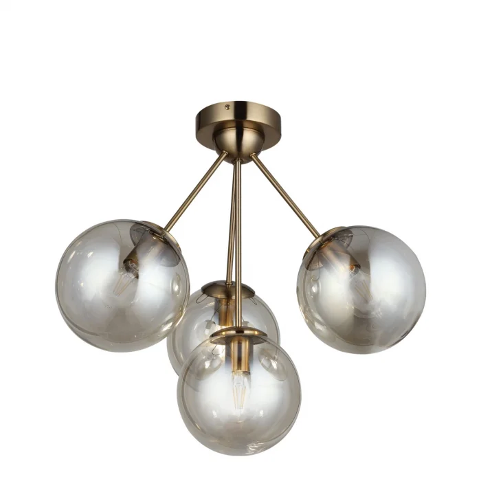 Dört Siyah Camlı Eskitme Sarkıt Avize