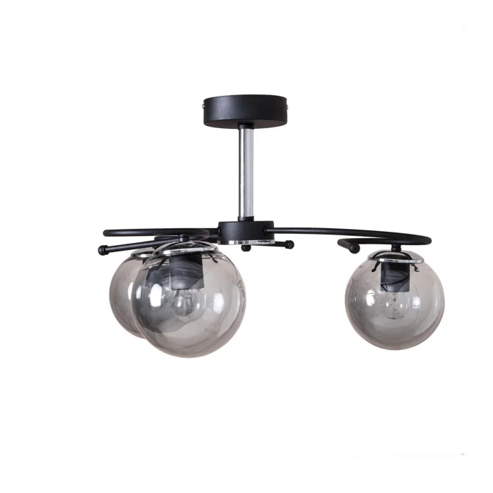 Üç Siyah Camlı Füme Renkli Sarkıt Avize