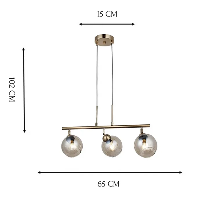Dova 3lü Sıralı Antık Lak Avize