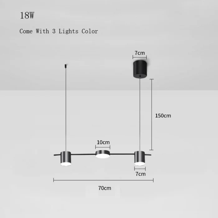 Eos Üçlü Siyah Ledli Sıralı Avize