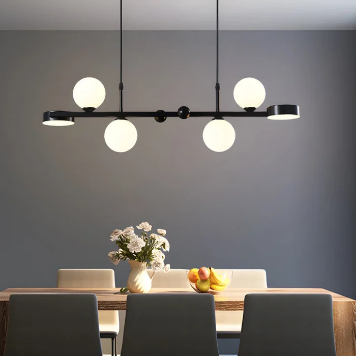 Now Buzlu Siyah Opal Camlı Led Sarkıt Avize