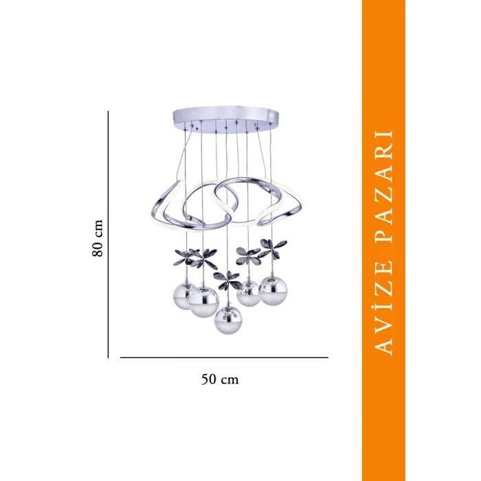 Galaksi Modern Sarkıt 5+1 Papatya Krom Ledli Sarkıt Avize