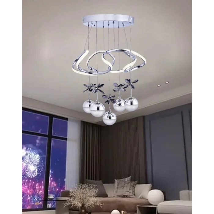 Galaksi Modern Sarkıt 5+1 Papatya Krom Ledli Sarkıt Avize