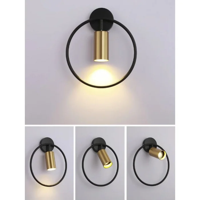 Geometrik Led Siyah Altın Aplik