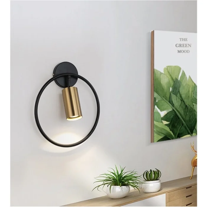 Geometrik Led Siyah Altın Aplik