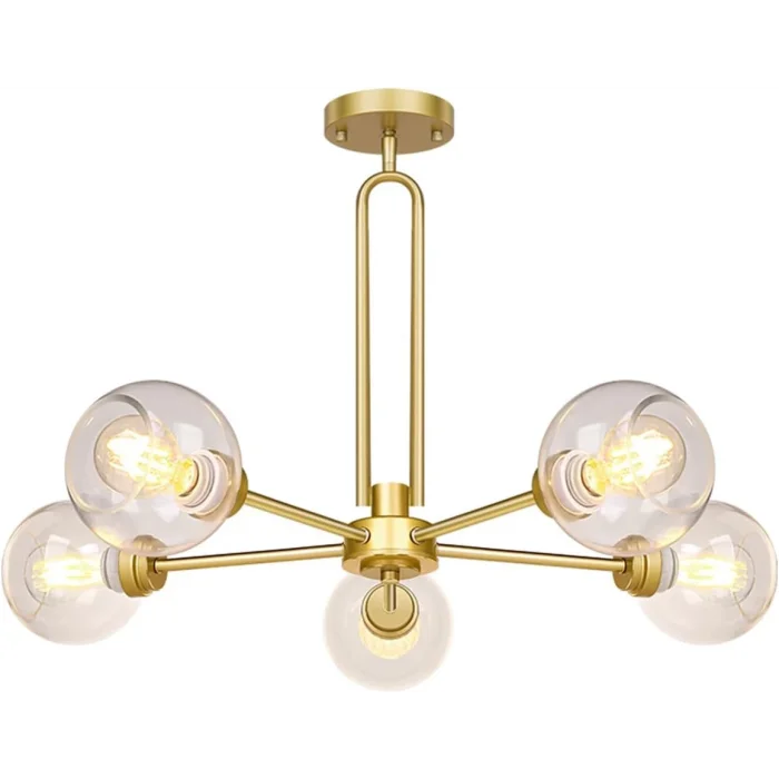 Globe Küre Altın 5li Sarkıt Avize