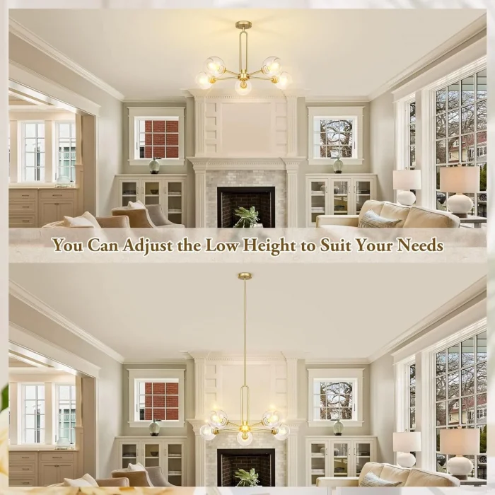 Globe Küre Altın 5li Sarkıt Avize