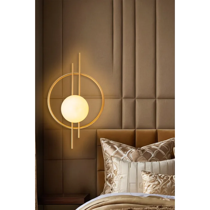 Glop Camlı Modern Ampüllü Aplik Gold