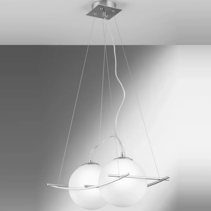 Güney 20lik Glop Cam İkili Sıralı Krom Renkli Camlı Sarkıt Avize