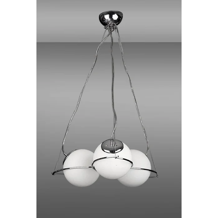 Güney 20lik Glop Cam Üçlü Krom Renkli Camlı Sarkıt Avize