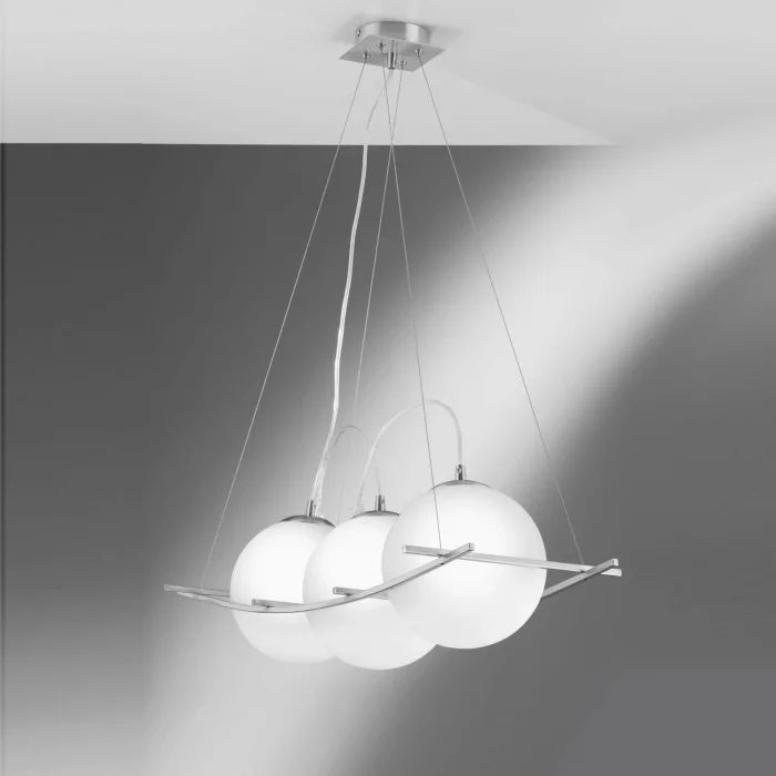 Güney 20lik Glop Cam Üçlü Sıralı Krom Renkli Camlı Sarkıt Avize