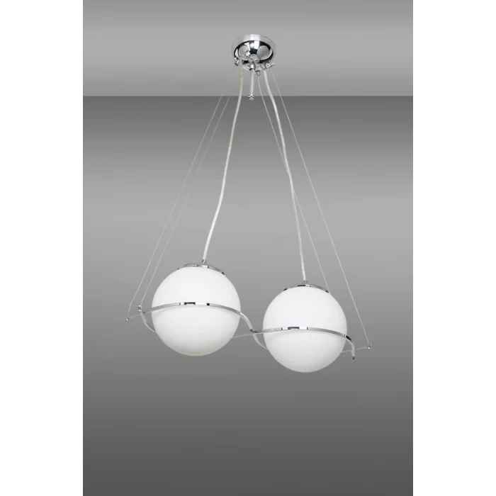 Güney 20lik Glop Cam İkili Krom Renkli Camlı Sarkıt Avize