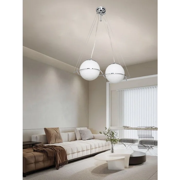 Güney 20lik Glop Cam İkili Krom Renkli Camlı Sarkıt Avize