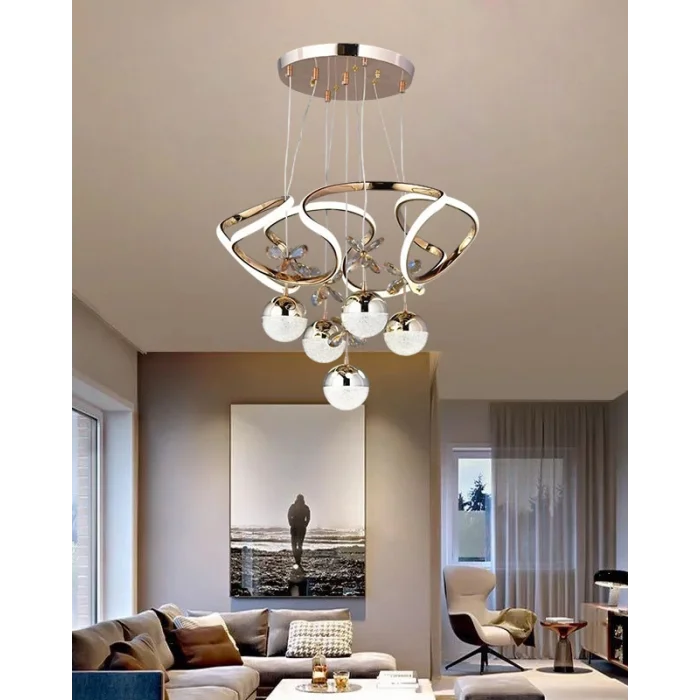 Galaksi Modern Sarkıt 5+1 Papatya Gold Ledli Sarkıt Avize