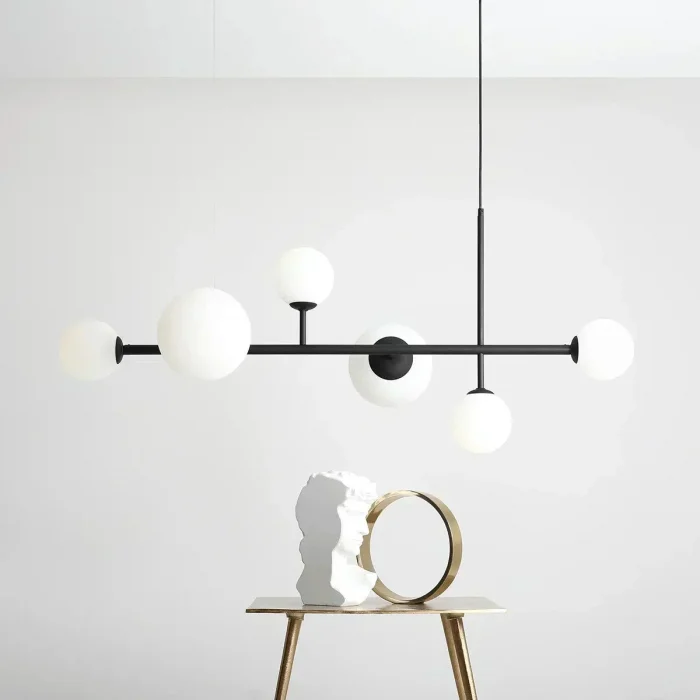 Iso Siyah Opal Camlı Ledli Sarkıt Avize