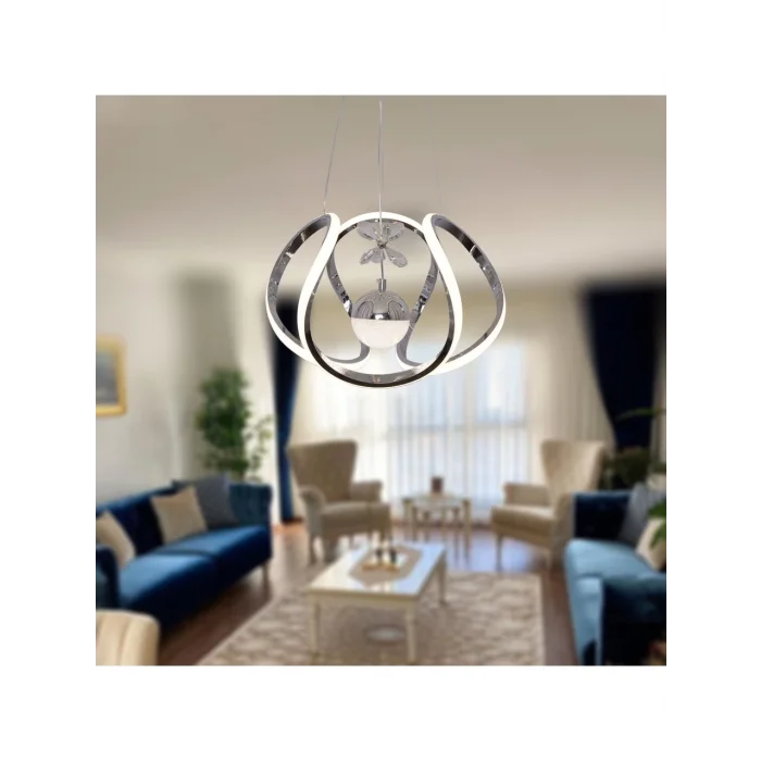 Kavis Modeli Krom Kaplama Tek Toplu 3 Renk Modüllü Ledli Avize