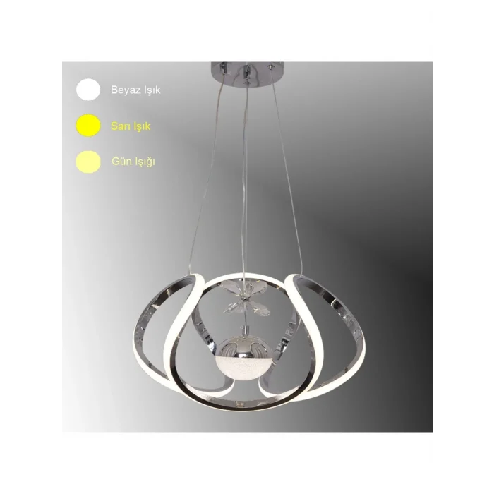 Kavis Modeli Krom Kaplama Tek Toplu 3 Renk Modüllü Ledli Avize