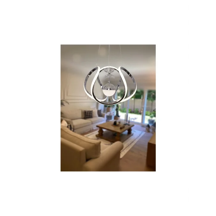 Kavis Modeli Krom Kaplama Tek Toplu 3 Renk Modüllü Ledli Avize