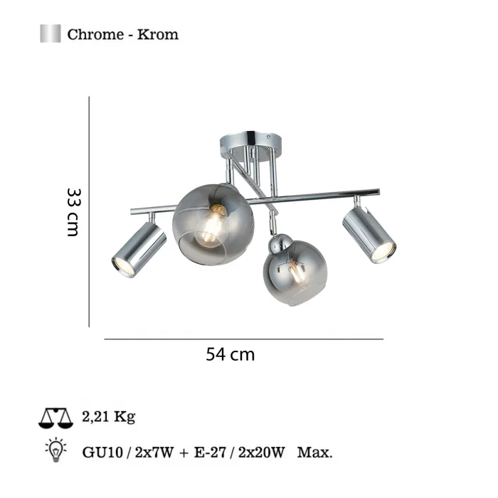 Kero 2+2 Antık Krom Plafonyer