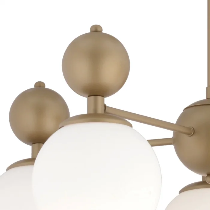 Kuvars 5li Modern Eskitme Beyaz Camlı Avize