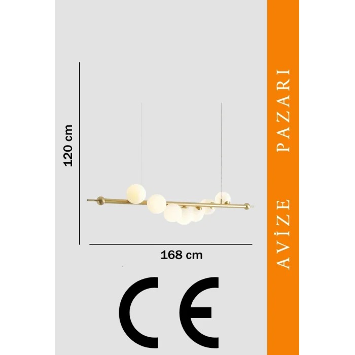 Lami Altın Renkli Opel Camlı Sarkıt Avize