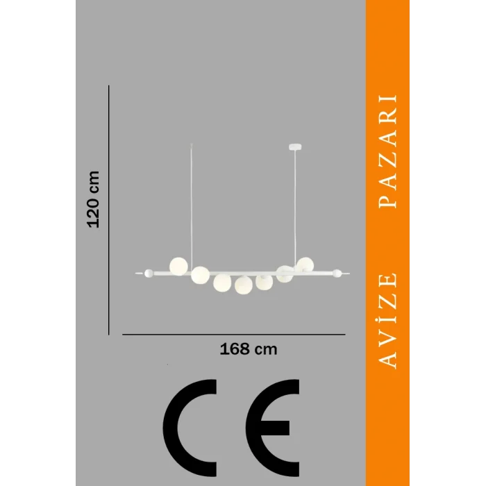 Lami Beyaz Renkli Opel Camlı Sarkıt Avize