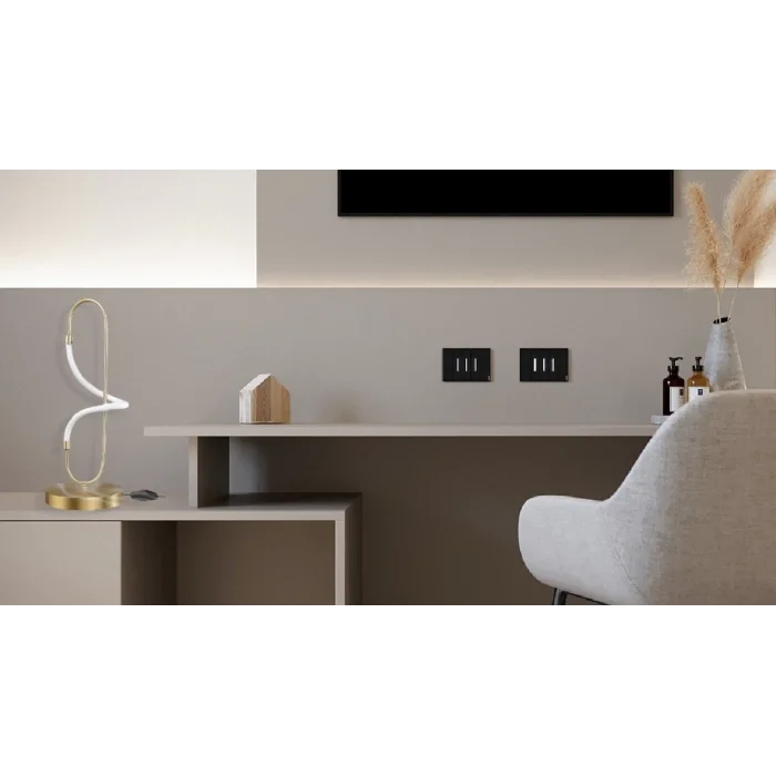 Modern Boru Ledli Masa Lambası Eskitme Altın