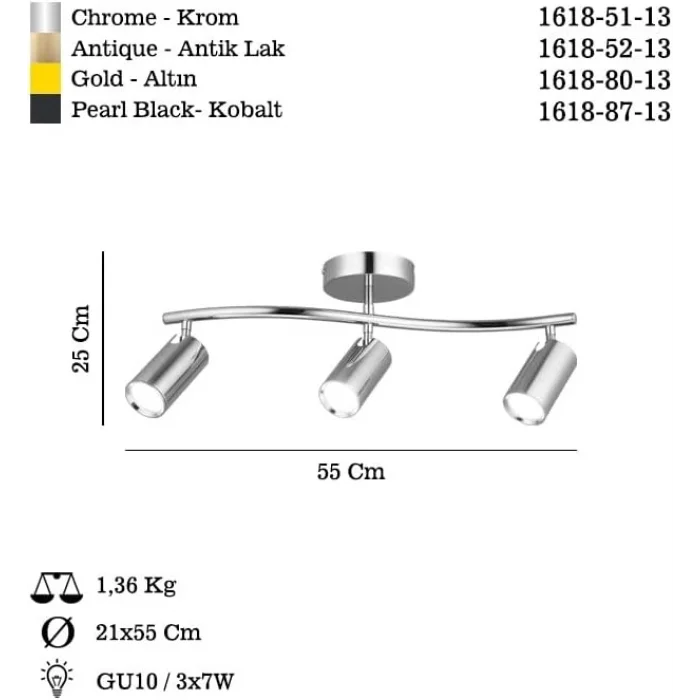 Lıpale 3lü Altın Plafonyer