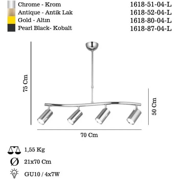 Lıpale 4’lü Altın Sıralı Avize