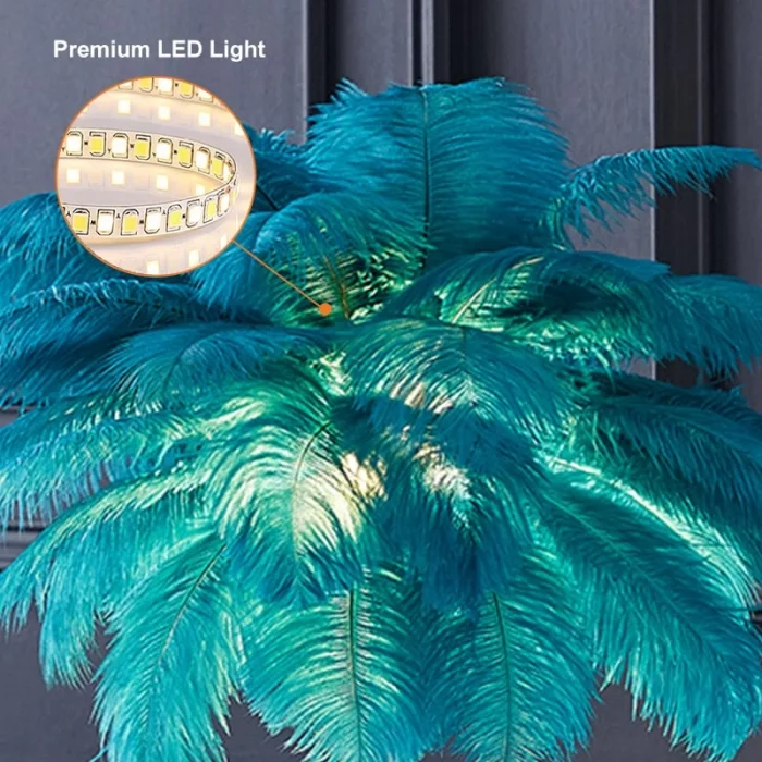 Masa Lambası Deve Kuşu Tüy Palmiye Yeşil Abajur