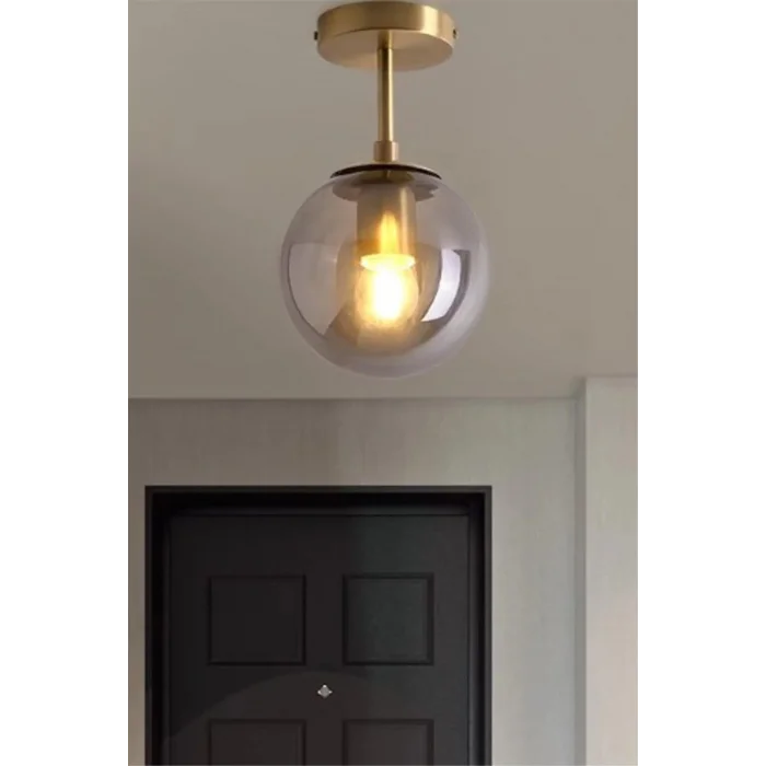 Mini Modern Spor Gold Füme Camlı Tavan Plofonyer
