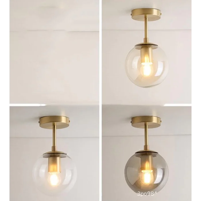 Mini Modern Spor Gold Füme Camlı Tavan Plofonyer