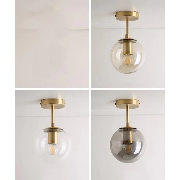 Mini Modern Spor Gold Füme Camlı Tavan Plofonyer