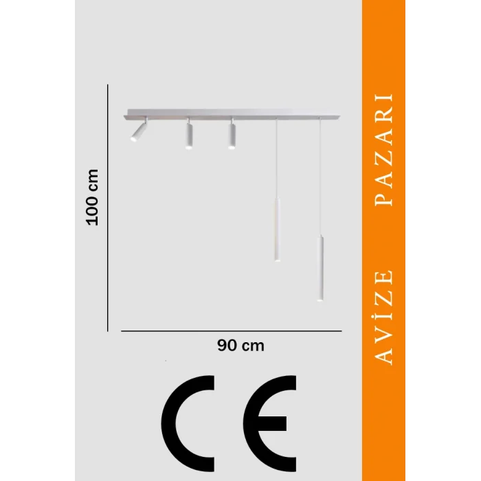 Mion Beyaz Led Spotlu Boru Sarkıt Avize