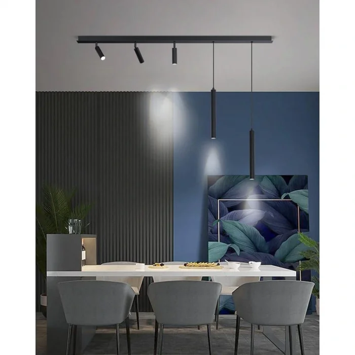 Mion Siyah Led Spotlu Boru Sarkıt Avize