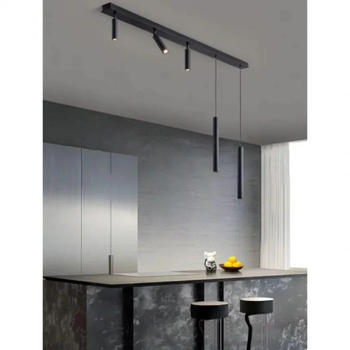 Mion Siyah Led Spotlu Boru Sarkıt Avize