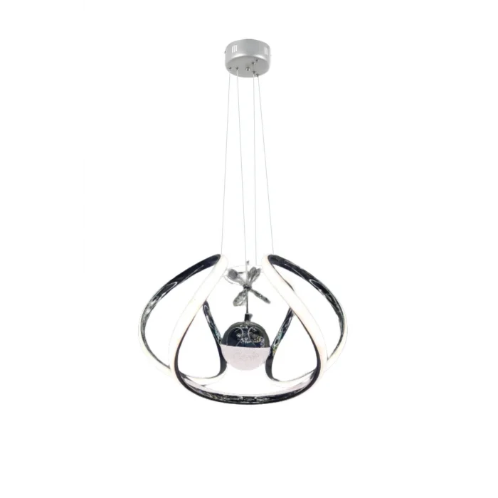 Modern Taşlı Toplu Krom Ledli Avize