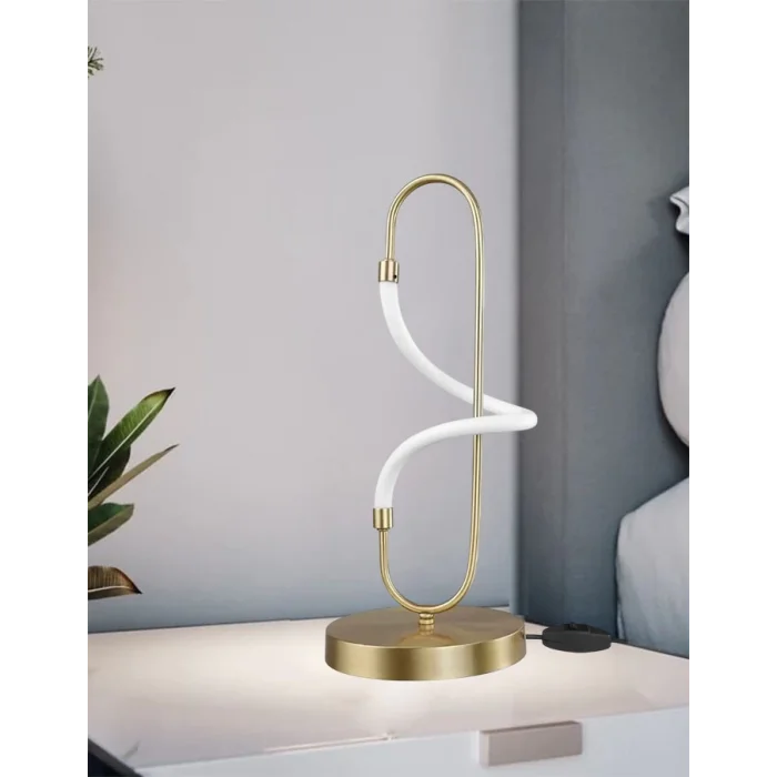 Modern Boru Ledli Masa Lambası Eskitme Altın