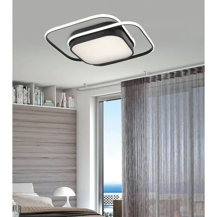 İkili Kare Led Plafonyer Avize Üç Renkli Siyah Renkli