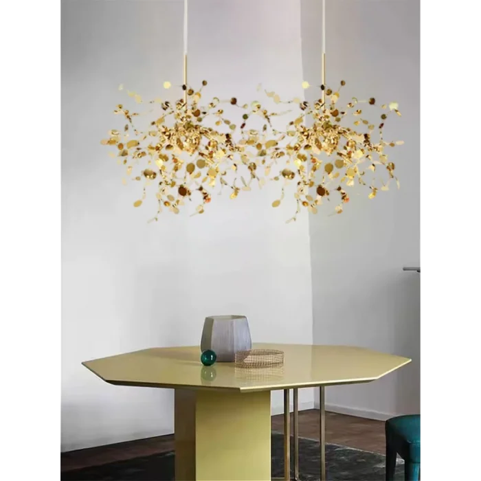 Modern İkili Pullu Altın Renkli Sarkıt Avize