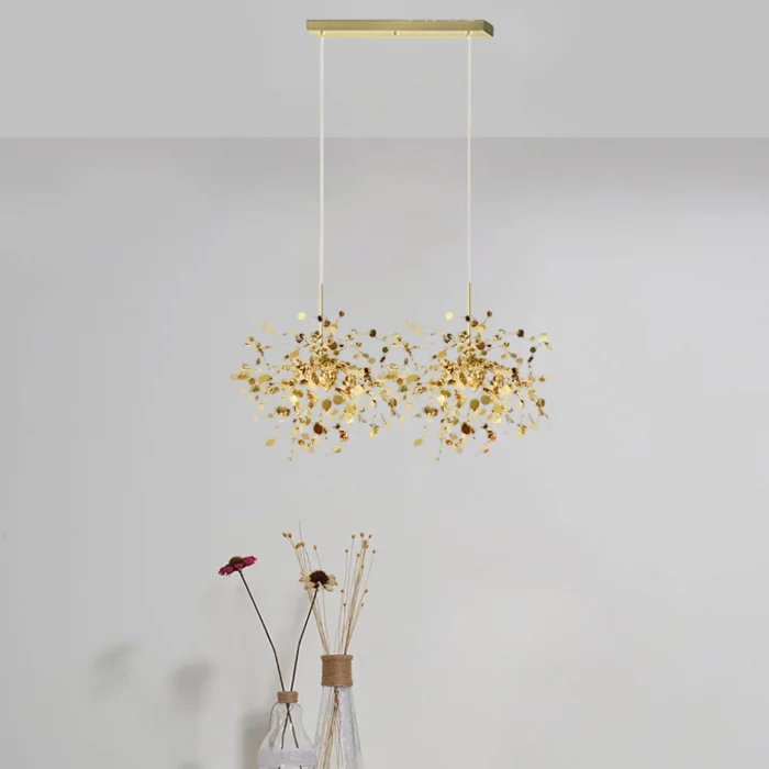 Modern İkili Pullu Altın Renkli Sarkıt Avize