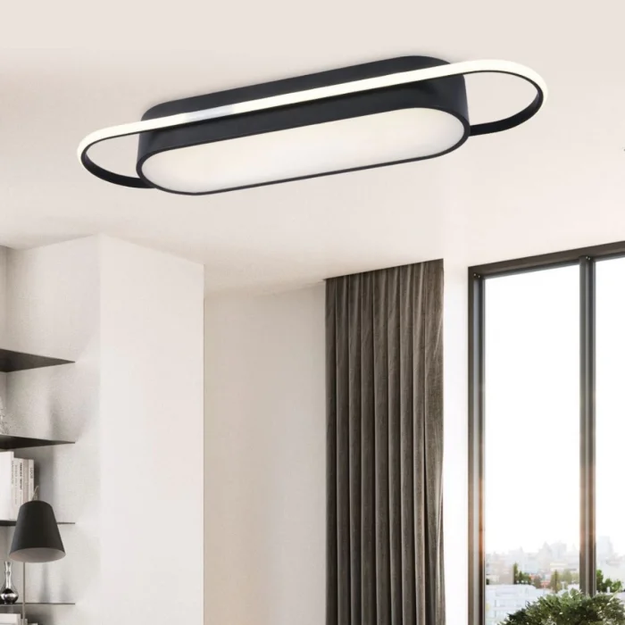 Modern Led Avize Plafonyer Üç Renkli Siyah