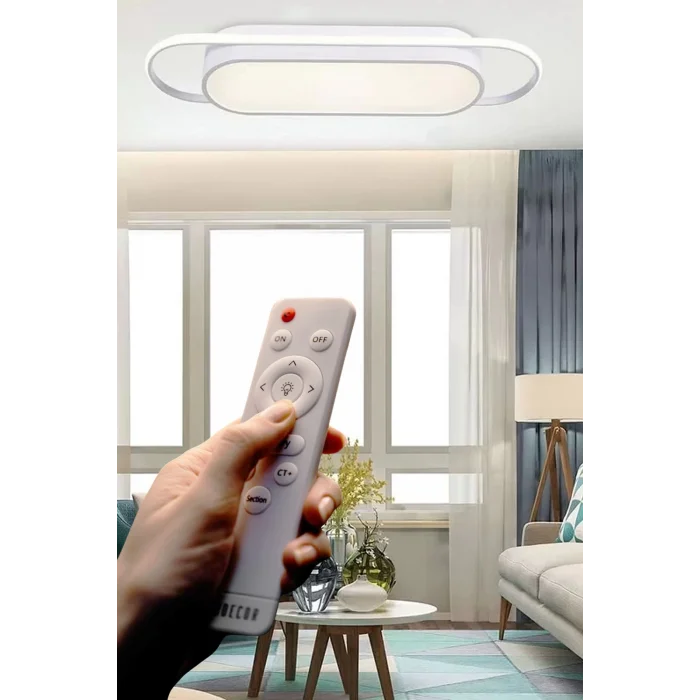 Modern Led Avize Plafonyer Üç Renkli Beyaz Kumandalı