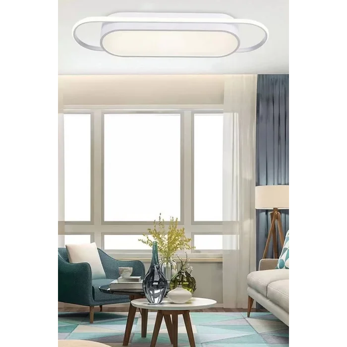 Modern Led Avize Plafonyer Üç Renkli Beyaz